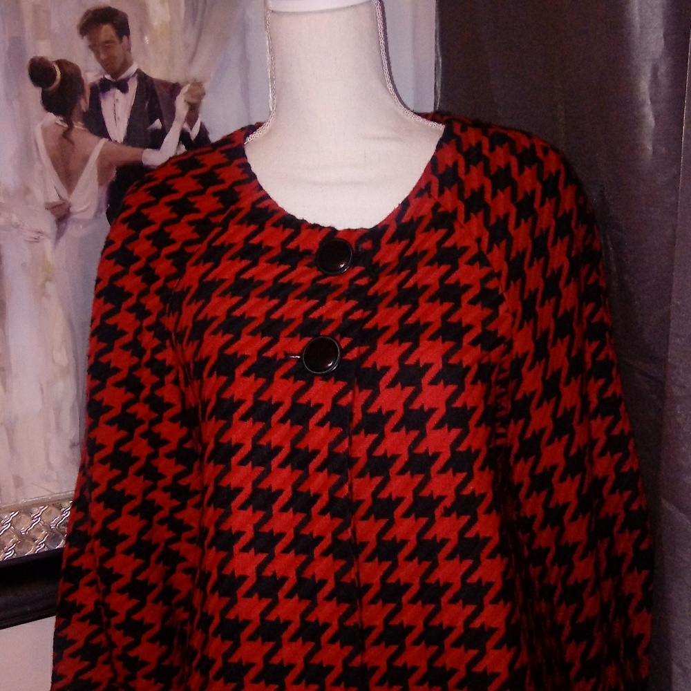 INC. Red and Black Houndstooth Jacket